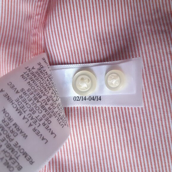 Banana Republic SZ L Slim Fit 100% Cotton Orange Striped Men's Button Up Shirt - Picture 7 of 15